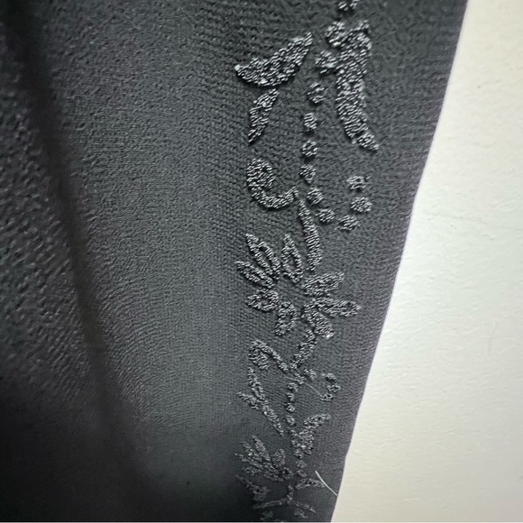 Vintage Addition Elle Black Chiffon Beaded Floral Dress Pants Size 14 - Picture 3 of 10